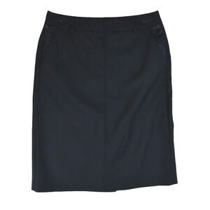 Theory Classic Pencil Skirt Wool Silk Blend with Satin Pocket Inlay Details Sz 0